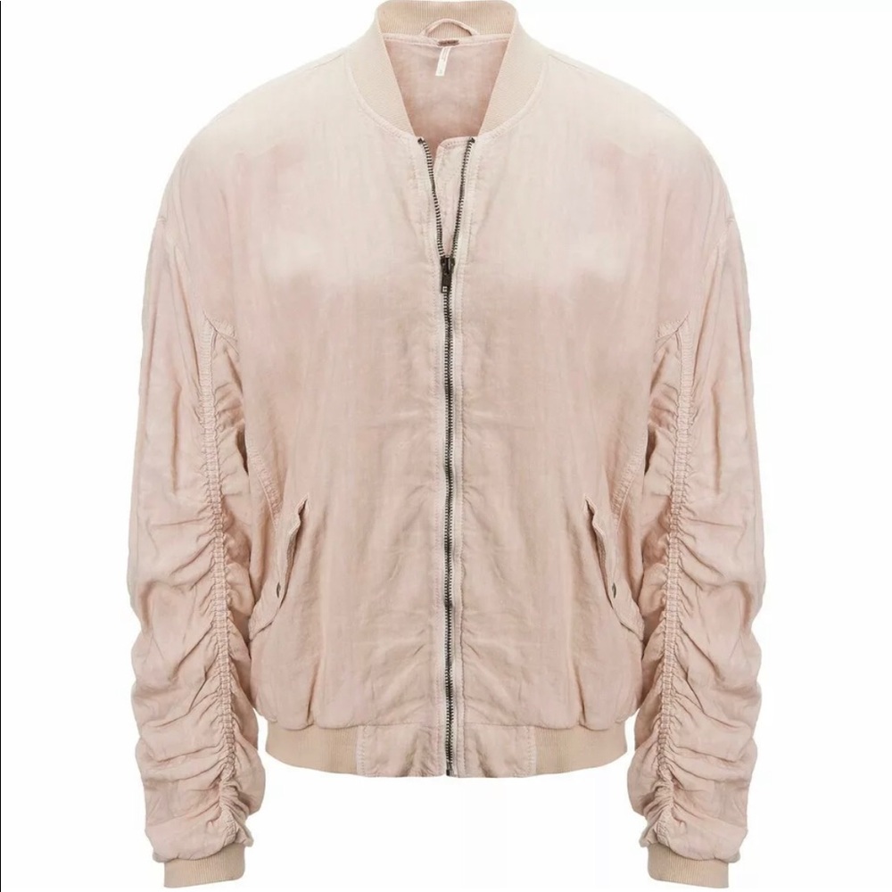 Free People Jacket Women’s Jacket size small collarless linen oversized ruched …